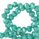 Faceted glass beads 8x6mm disc Erin green-pearl shine coating